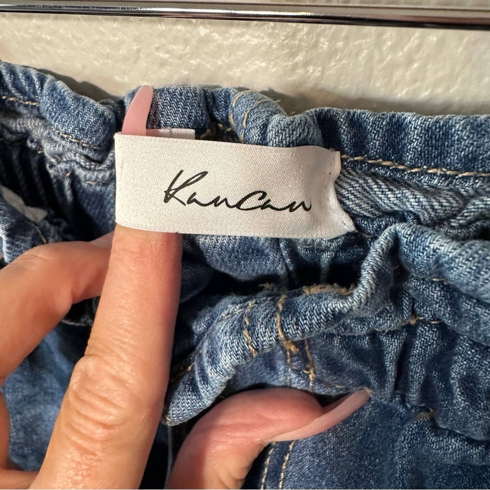 KanCan Ultra High Rise Paperbag Boyfriend Distressed Jeans in Blue, 7/27 - Picture 3 of 6